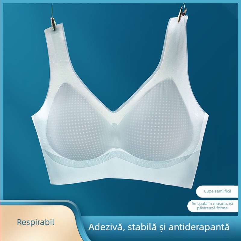 Bustier fără bretele, push-up, din Ice Silk nylon, cupă 3/4 cu formă subțire, respirabil, design frumos la spate