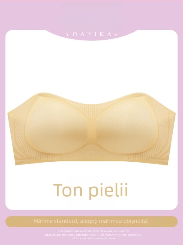 Sutien fără bretele Tube Top pentru sâni mici – anti-alunecare, invizibil, fără cusături, push-up, material nylon cu căptușeală din spandex