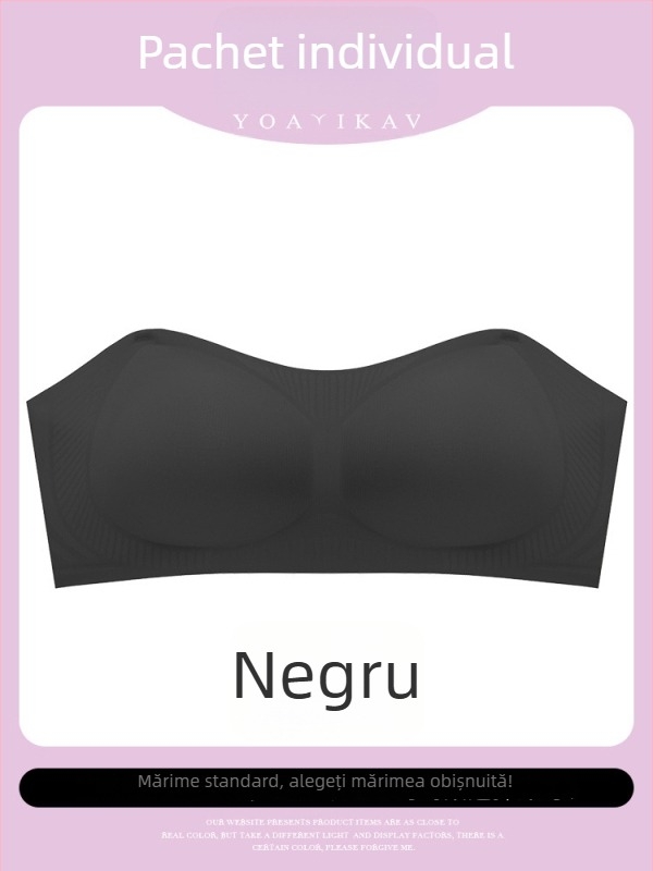 Sutien fără bretele Tube Top pentru sâni mici – anti-alunecare, invizibil, fără cusături, push-up, material nylon cu căptușeală din spandex