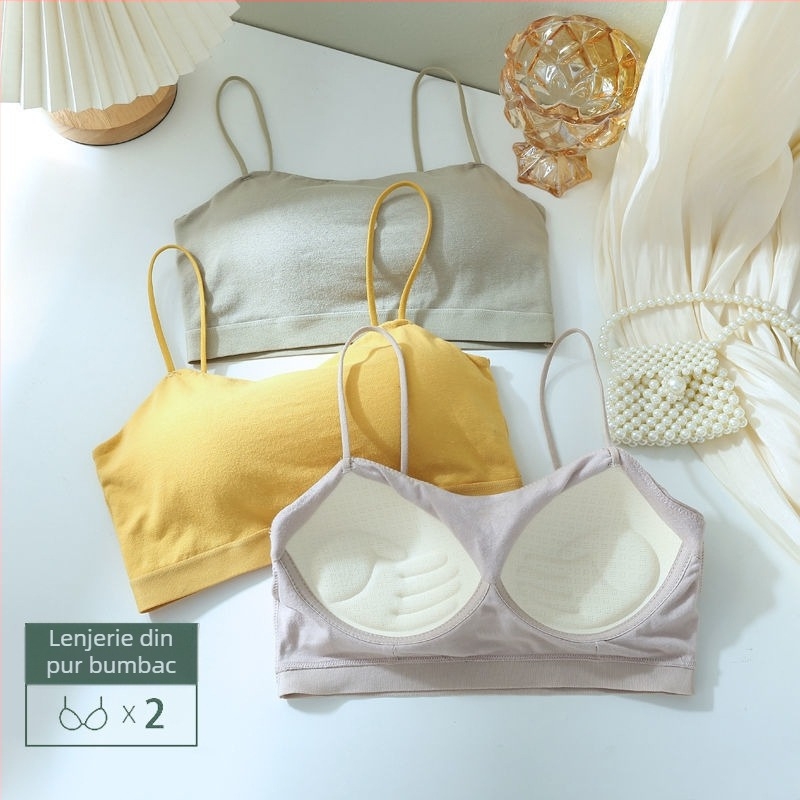 Sutien fără bretele, cu design frumos la spate, cupa 3/4, amestec bumbac-viscoză-elastan