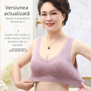 Denmi sutien fără fir, tip top, cupe subțiri turnate, cupă completă, material nailon cu elastan, bretele fixe duble, respirabil și confortabil