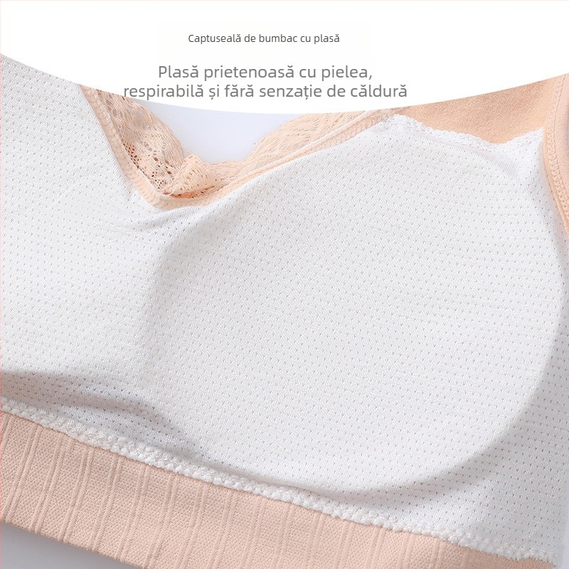 Denmi sutien fără fir, tip top, cupe subțiri turnate, cupă completă, material nailon cu elastan, bretele fixe duble, respirabil și confortabil