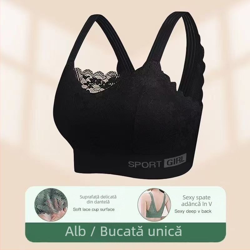  Sutien cu cupa 1/2, cupe subțiri, bretele fixe, dantelă din nylon cu căptușeală din bumbac