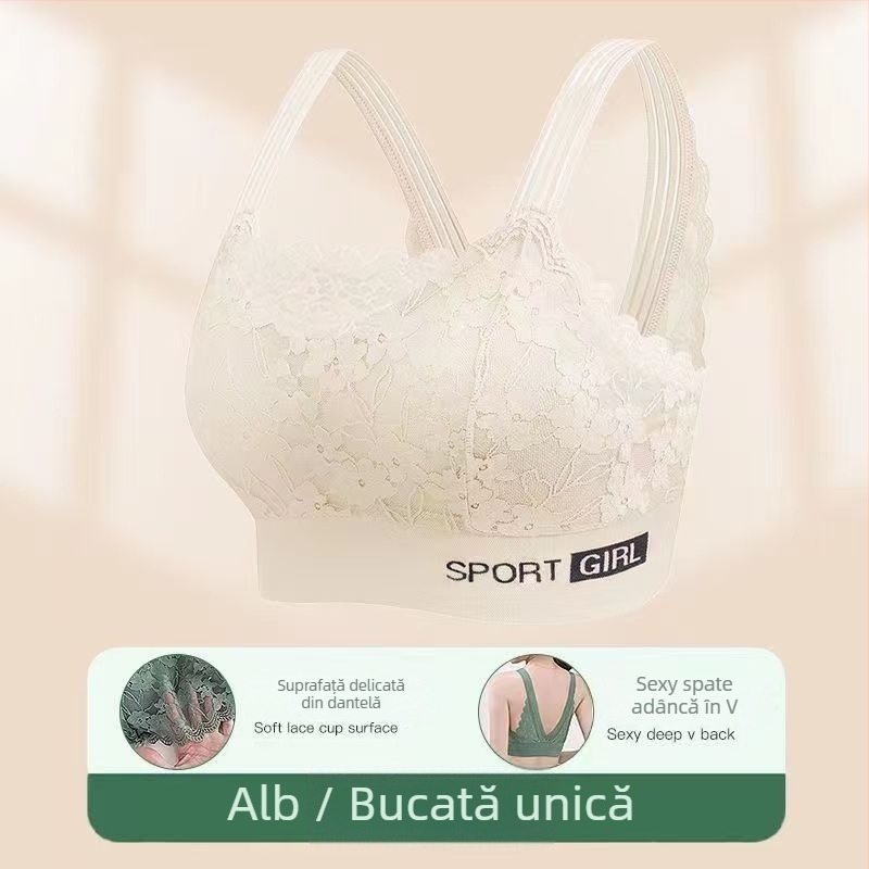  Sutien cu cupa 1/2, cupe subțiri, bretele fixe, dantelă din nylon cu căptușeală din bumbac