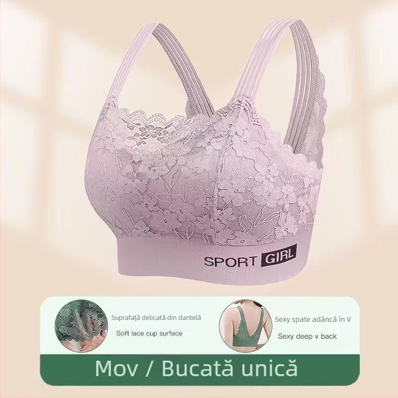 Sutien cu cupa 1/2, cupe subțiri, bretele fixe, dantelă din nylon cu căptușeală din bumbac