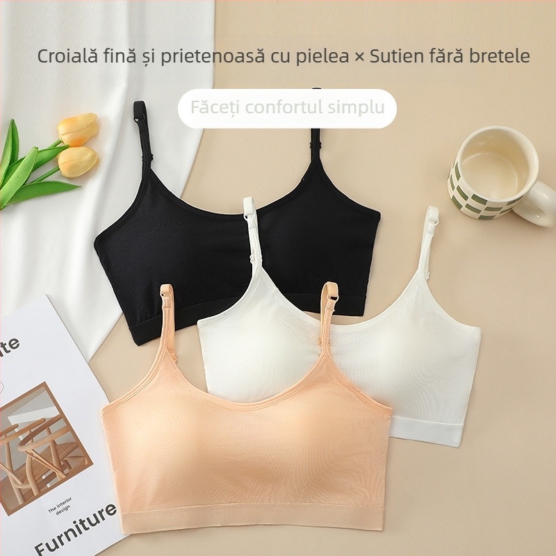 Sutien din modal fără bretele, cupă 3/4, formă cupă: sus subțire, jos gros, fără fir, respirabil