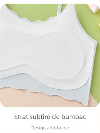 Top fără cusături pentru fete, sutien-camă cu bretele, guler drept pătrat, material nylon 86%, potrivit pentru peste 8 ani, pentru toate cele patru sezoane