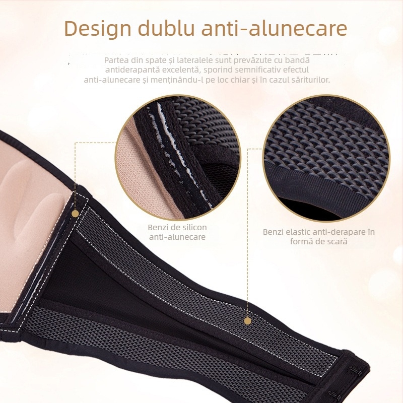 Sutien fără bretele, anti-alunecare, push-up, stil bandeau, dintr-o bucată