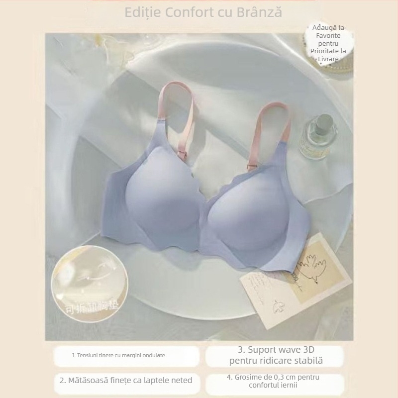 Sutien fără sârmă, fără cusături, cu benzi gel, respirabil, subțire pentru sânii mici