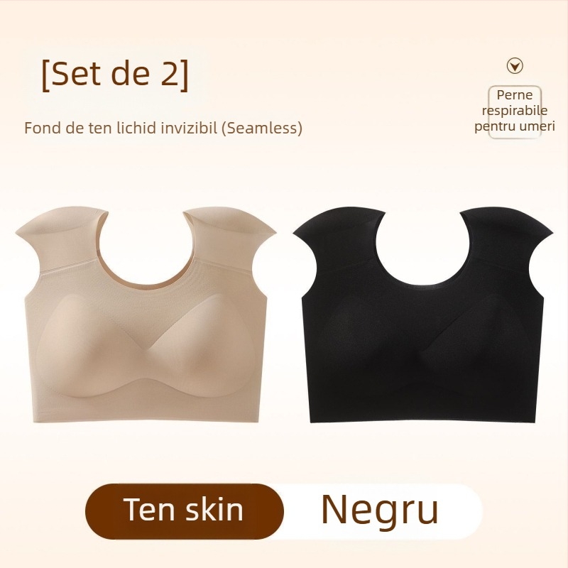 Sutien fără fir cu cupă completă, cupe preformate subțiri, căptușeală nylon 70–80%, bretele fixe
