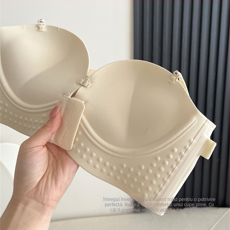 Bustier fără bretele, cu închidere frontală, cupe groase modelate, bretele detașabile, invizibil