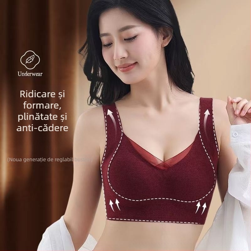 Top bustier din nylon, fără cusături, push-up, respirabil, reglabil