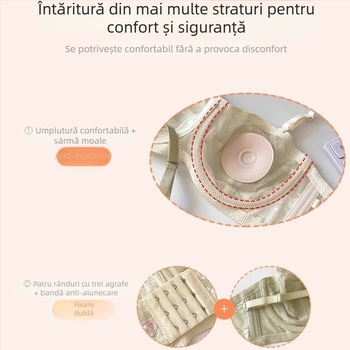 Sutien fără bretele din dantelă, cu inel metalic moale, cupe modelate ultra-subțiri, bretele detașabile duble