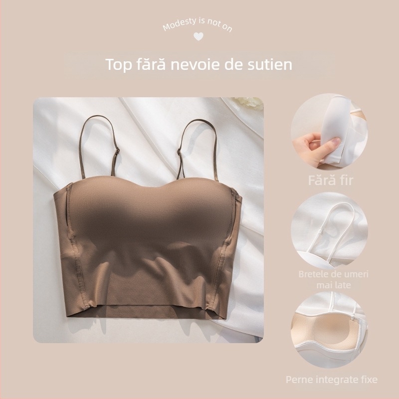 Lenjerie nylon tip bustier-vestă cu bretele detașabile duble; cupă 3/4; cupe subțiri modelate; respirabil; modelare a spatelui