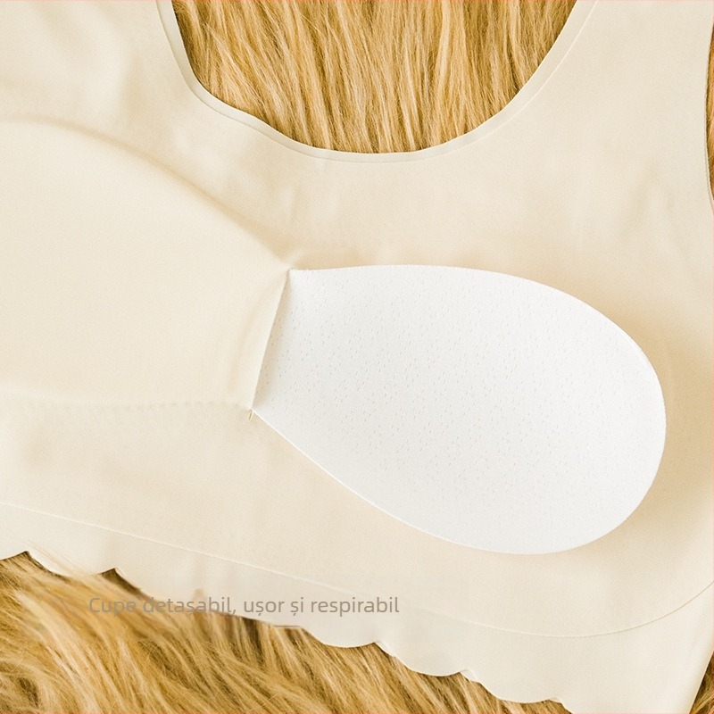 Top din nylon fără cusături, cupe subțiri turnate, 3/4 cup, bretele fixe, căptușeală din spandex