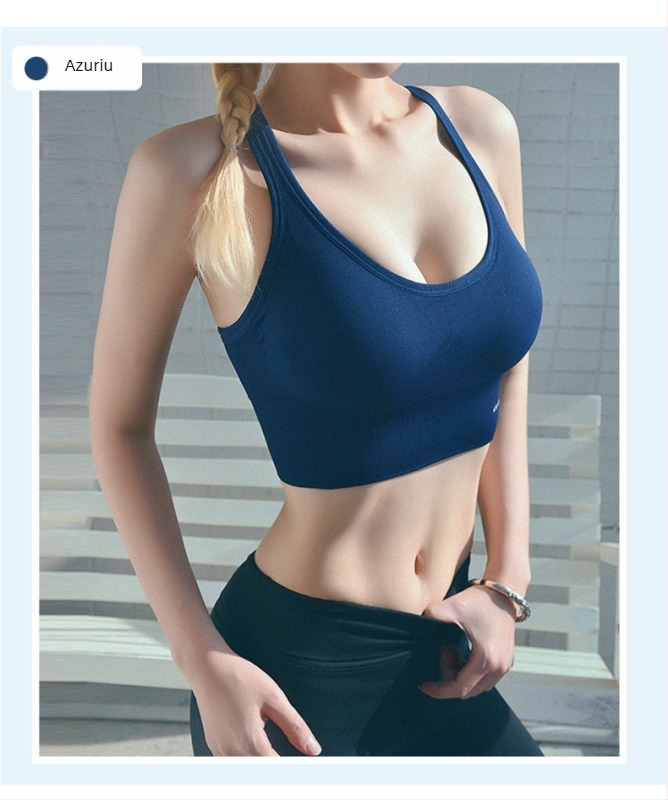 KUYI Sutien sport feminin fără fir – absorbție a șocurilor, susținere pentru alergare, anti-sagging, modelare a spatelui, căptușit, top yoga tube
