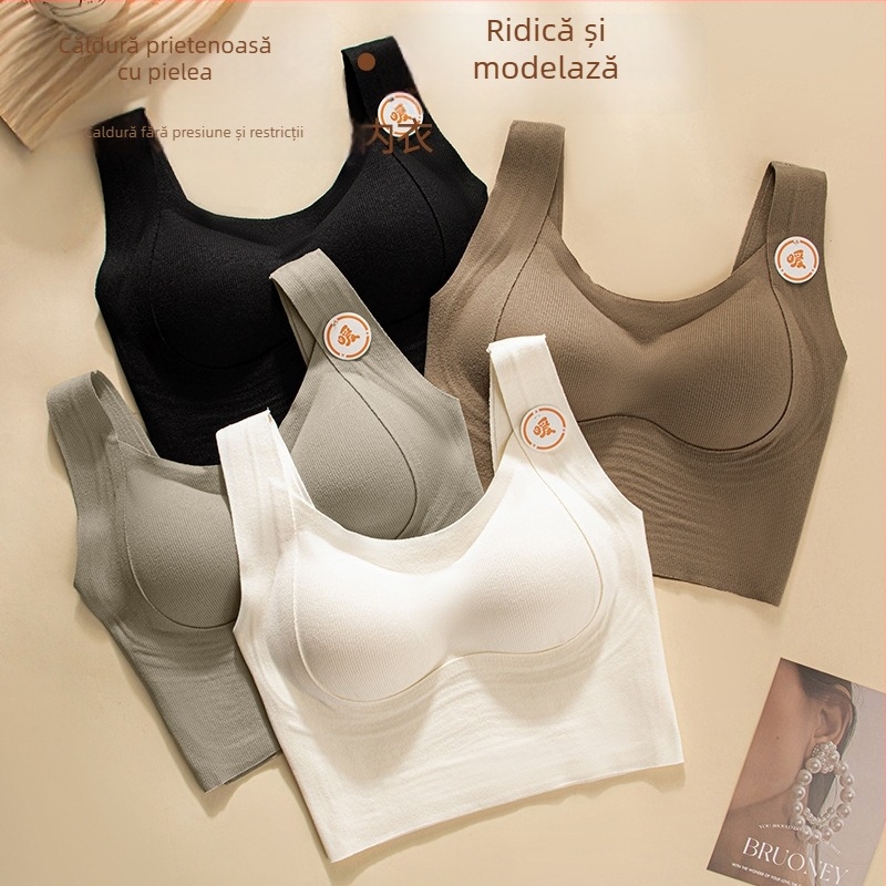 Sutien cu cupă completă și cupe modelate groase, material nylon/poliester, bretele fixe, stil vest sexy