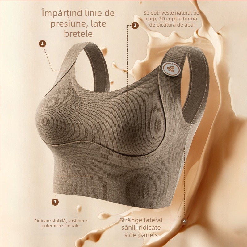 Sutien cu cupă completă și cupe modelate groase, material nylon/poliester, bretele fixe, stil vest sexy