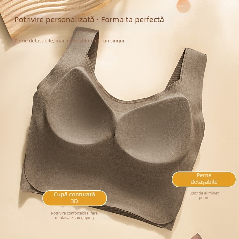 Sutien cu cupă completă și cupe modelate groase, material nylon/poliester, bretele fixe, stil vest sexy