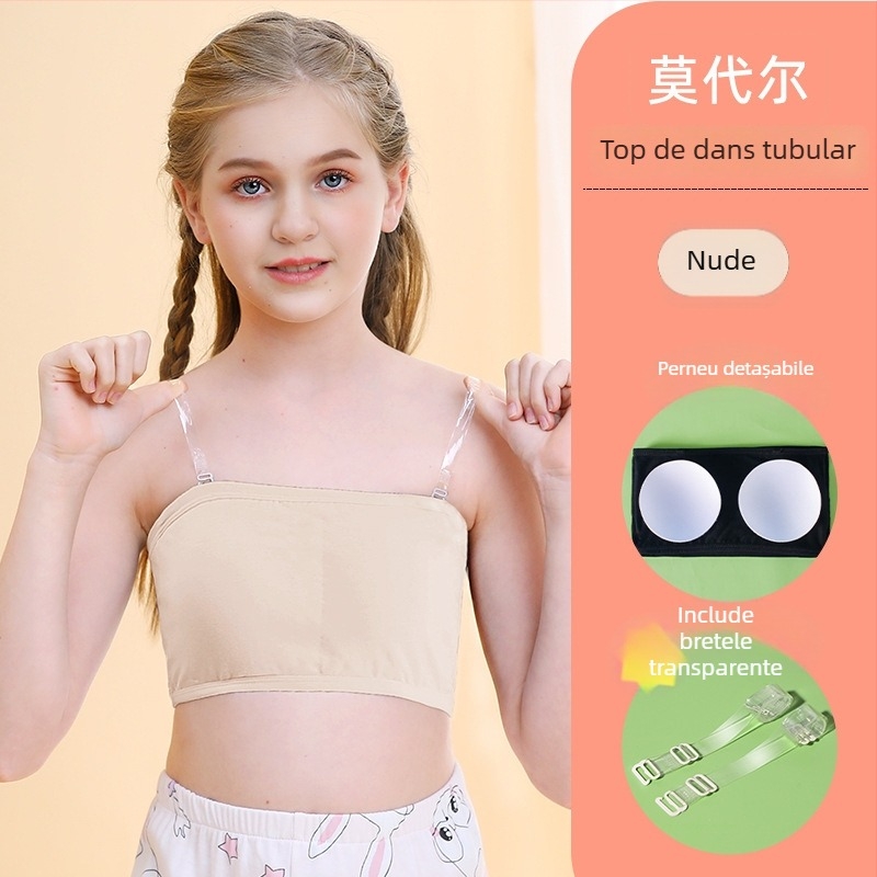 Lenjerie pentru fete, bustieră fără bretele, din modal, atingere moale, pentru fete peste 8 ani (peste 140 cm), vară 2023