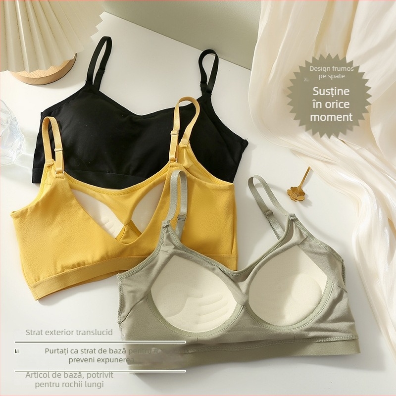 Sutien sport din bumbac 100% cu umplutură latex-bumbac și cupe fixe pentru femei tinere