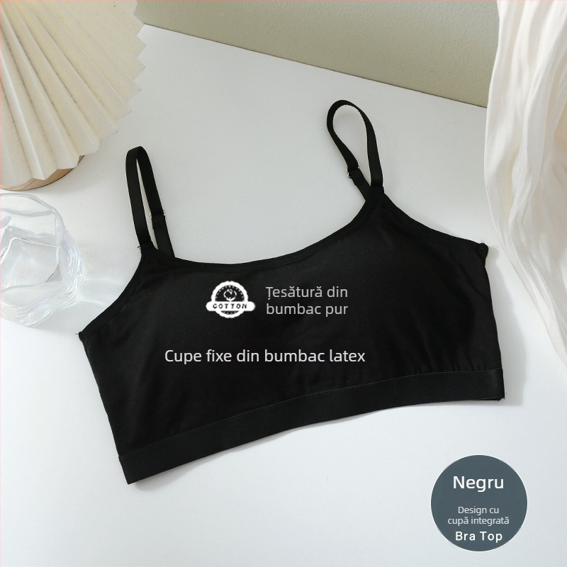 Sutien sport din bumbac 100% cu umplutură latex-bumbac și cupe fixe pentru femei tinere