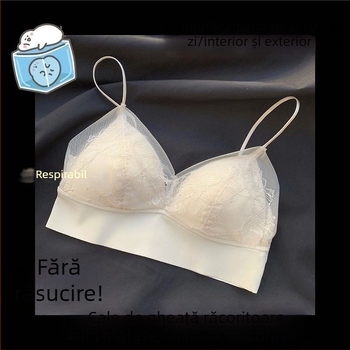Sutien din plasă dantelată, fără fir, fără cusături, cupă 3/4, cupă ultr-subțire, bretele fixe duble