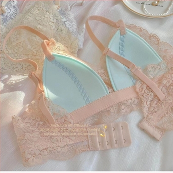 Sutien wireless cu cupă 3/4, cupă subțire modelată, broderie dantelată, material din nailon