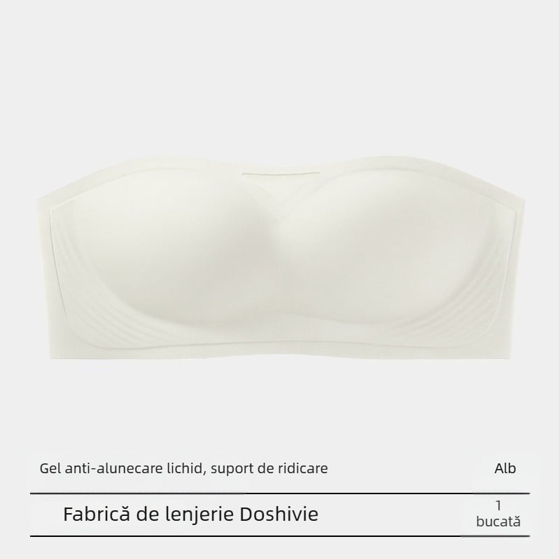 Sutien fara bretele, anti-alunecare, invizibil, cupe modelate subtiri, material nylon cu captuseala din spandex