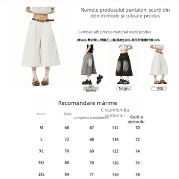 Șorturi denim bărbați, croi lejer, cropped lungime, vară 2025