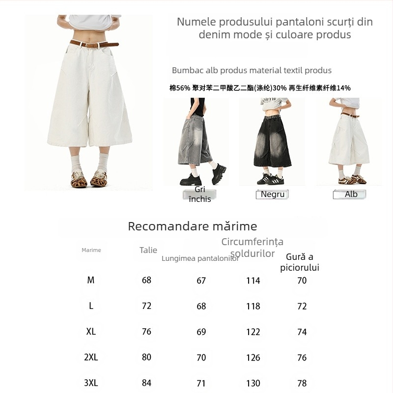 Șorturi denim bărbați, croi lejer, cropped lungime, vară 2025