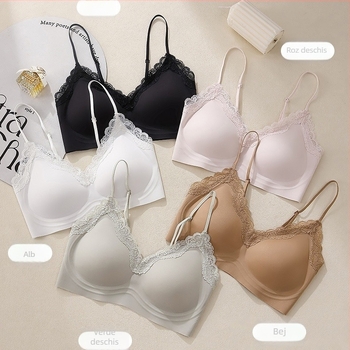 Sutien cu cupă completă, în stil francez, dantelă, fără sârmă, susținere laterală a sânilor, material nylon
