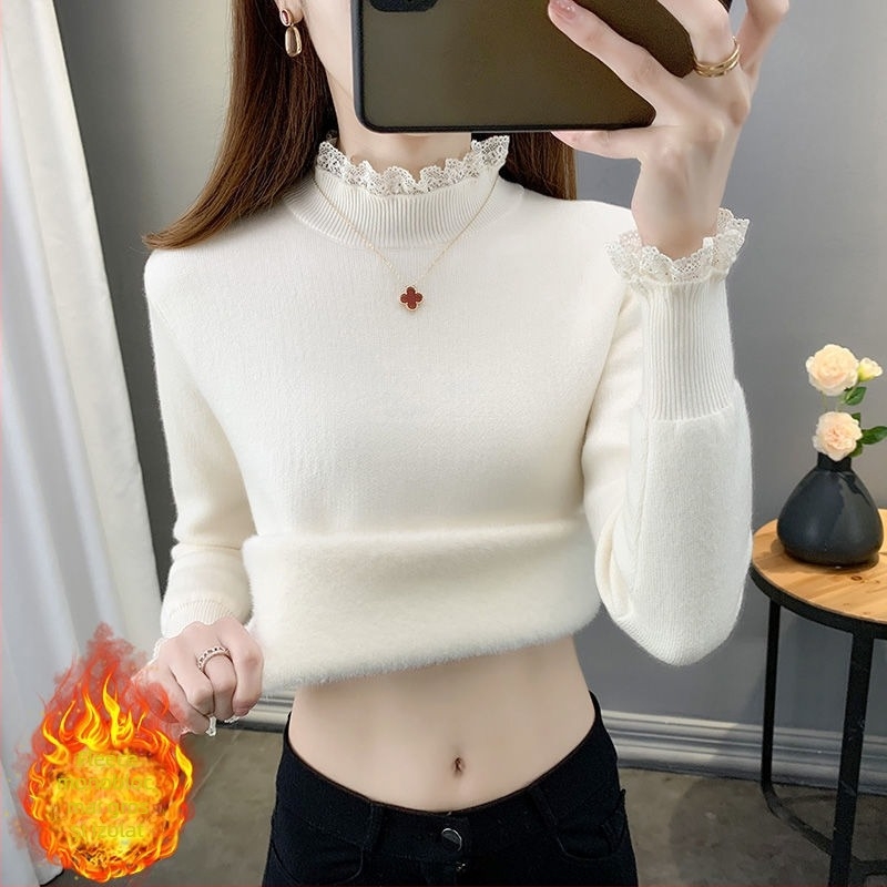 Pulover Ice Silk, grosime normală, guler semi-turtleneck, mâneci prințese, primăvara 2025