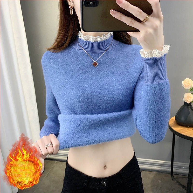 Pulover Ice Silk, grosime normală, guler semi-turtleneck, mâneci prințese, primăvara 2025