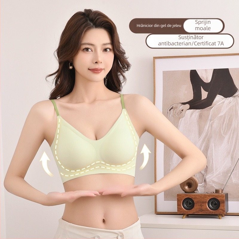 Push-Up sutien cu suport moale, adunare laterală, cupe latex 3/4, material nylon, bretele fixe duble