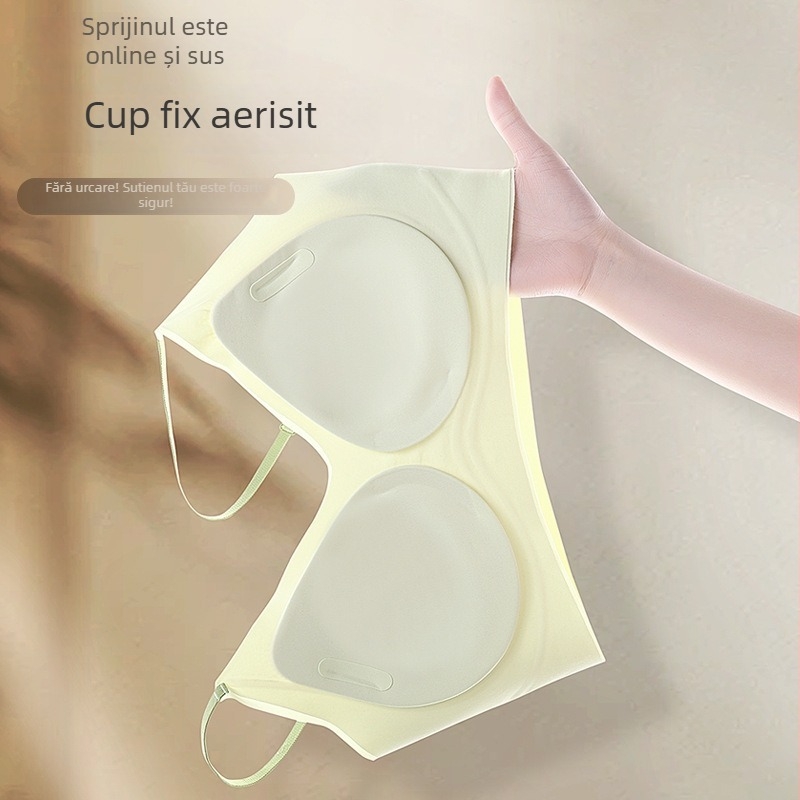 Push-Up sutien cu suport moale, adunare laterală, cupe latex 3/4, material nylon, bretele fixe duble