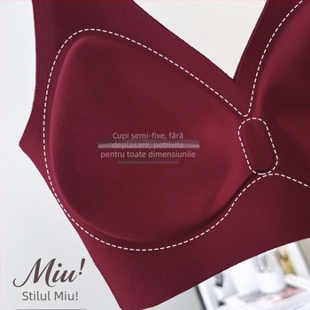 Sutien din dantelă fără cusur, cu bretele late fixe, cupă completă, cupă ușor modelată, căptușit cu modal, respirabil și confortabil