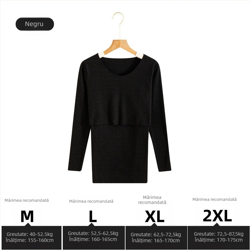 Set matern pentru alăptare: Bluza și pantaloni, mâneci lungi, deschidere pentru alăptare, tricot poliester și elastan