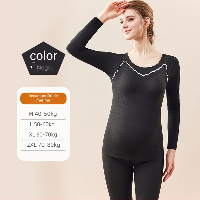 Set postnatal pentru alăptare cu mâneci lungi și pantaloni, model color block, țesătură poliester/spandex, deschidere pentru alăptare, iarna 2024