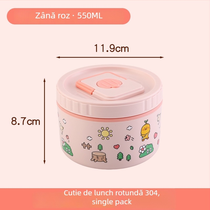 Cutie de prânz izolată din oțel inoxidabil 304, design cu divizoare în mai multe straturi, compatibilă cu microunde, personalizare disponibilă