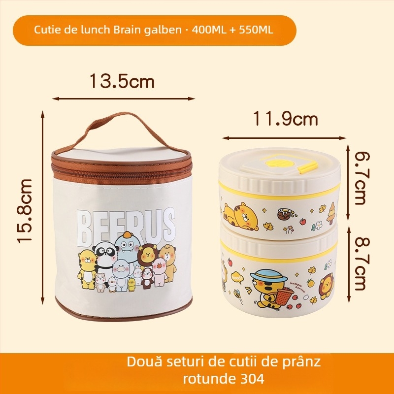 Cutie de prânz izolată din oțel inoxidabil 304, design cu divizoare în mai multe straturi, compatibilă cu microunde, personalizare disponibilă