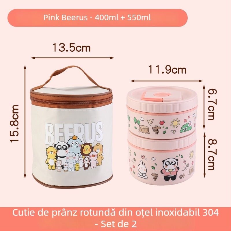 Cutie de prânz izolată din oțel inoxidabil 304, design cu divizoare în mai multe straturi, compatibilă cu microunde, personalizare disponibilă