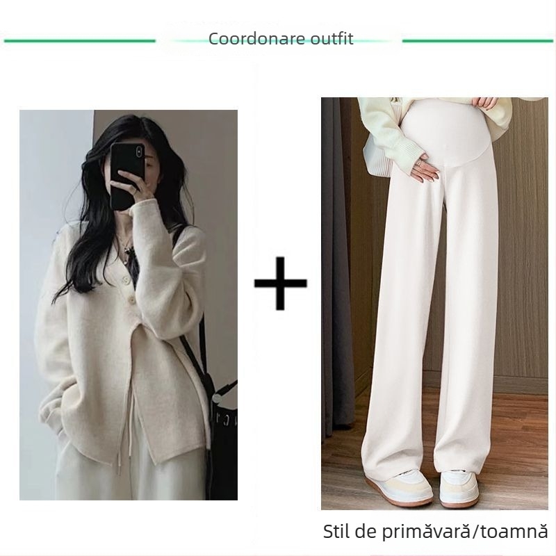 Set de maternitate din două piese: pantaloni și top, mâneci lungi, din amestec bumbac/poliester, toamnă 2023