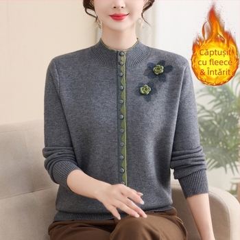 Pulover de iarnă pentru femei, căptușit cu fleece, cu glugă, mâneci lungi, guler rotund, 90–95% poliester