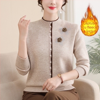 Pulover de iarnă pentru femei, căptușit cu fleece, cu glugă, mâneci lungi, guler rotund, 90–95% poliester