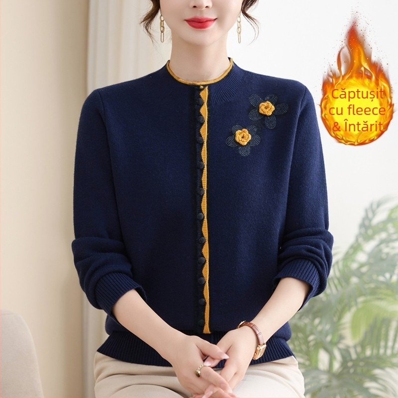 Pulover de iarnă pentru femei, căptușit cu fleece, cu glugă, mâneci lungi, guler rotund, 90–95% poliester