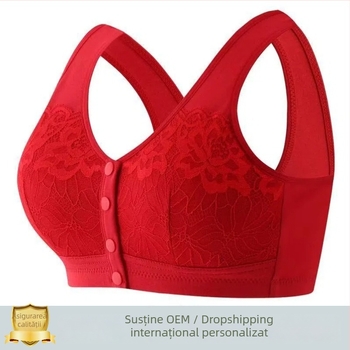 Sutien din dantelă cu închidere frontală, fără sârmă, cu cupă completă, cu pernuțe pentru alăptare, pentru mame
