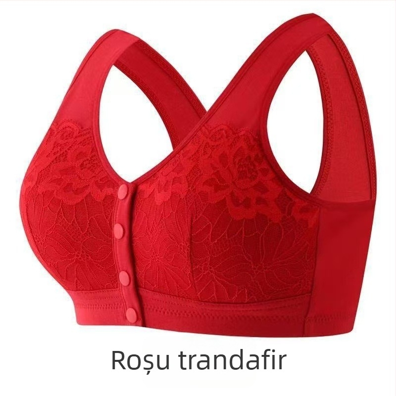 Sutien din dantelă cu închidere frontală, fără sârmă, cu cupă completă, cu pernuțe pentru alăptare, pentru mame