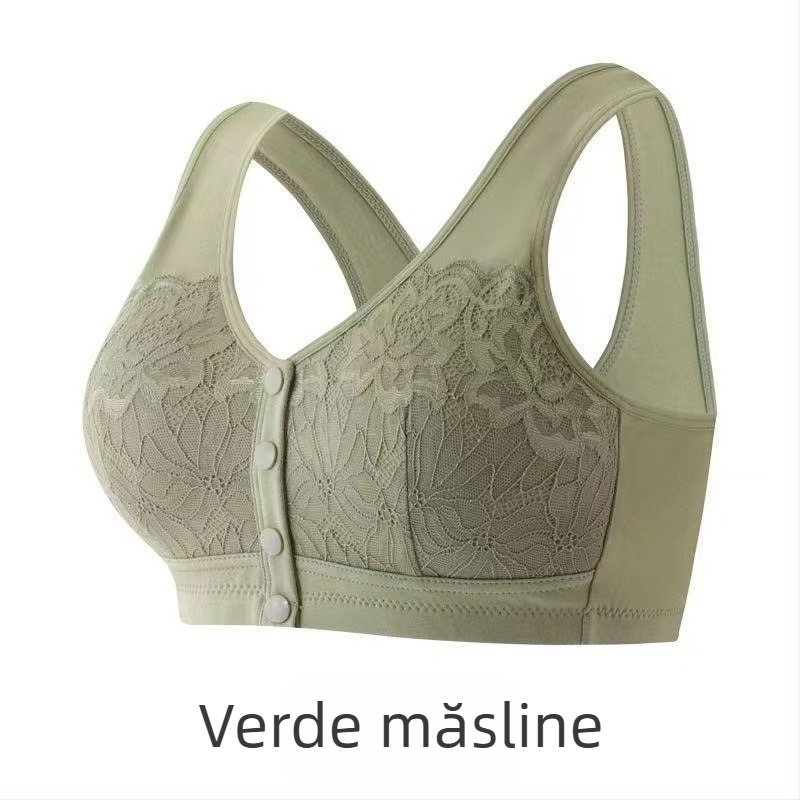 Sutien din dantelă cu închidere frontală, fără sârmă, cu cupă completă, cu pernuțe pentru alăptare, pentru mame