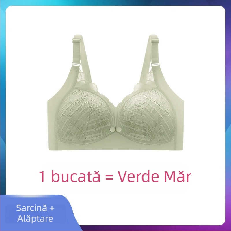 Sutien de alăptare dantelat pentru sarcină și lactație, cupe ușor modelate, fără sârmă, bretele fixe duble, căptușeală din viscose 70-80%